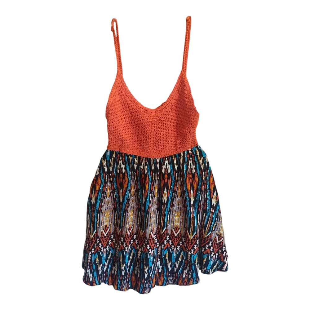 Orange and Multicolor Mini Dress